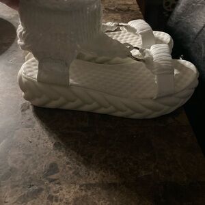 White Textured Sandals
